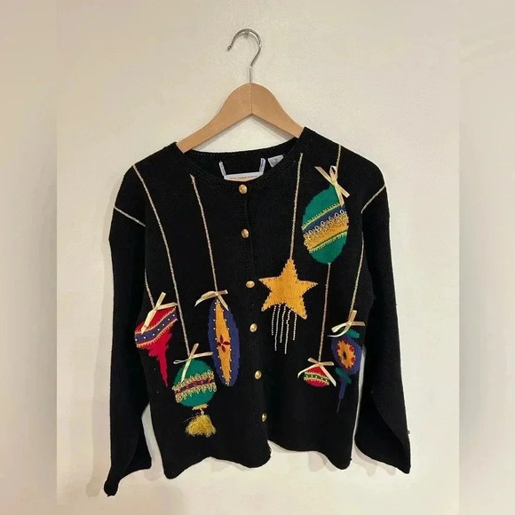 NORTHERN ISLES VTG Christmas Holiday embroidered button down cardigan sz M - Picture 2 of 9